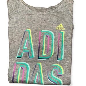adidas Gray Kids Graphic Tee with Multicolor Logo